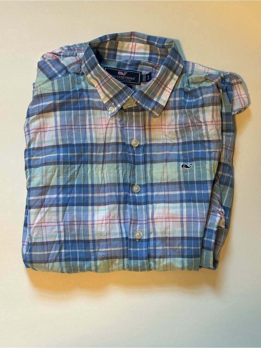 Vineyard Vines Blue, Green & Pink Plaid Button-Down Shirt